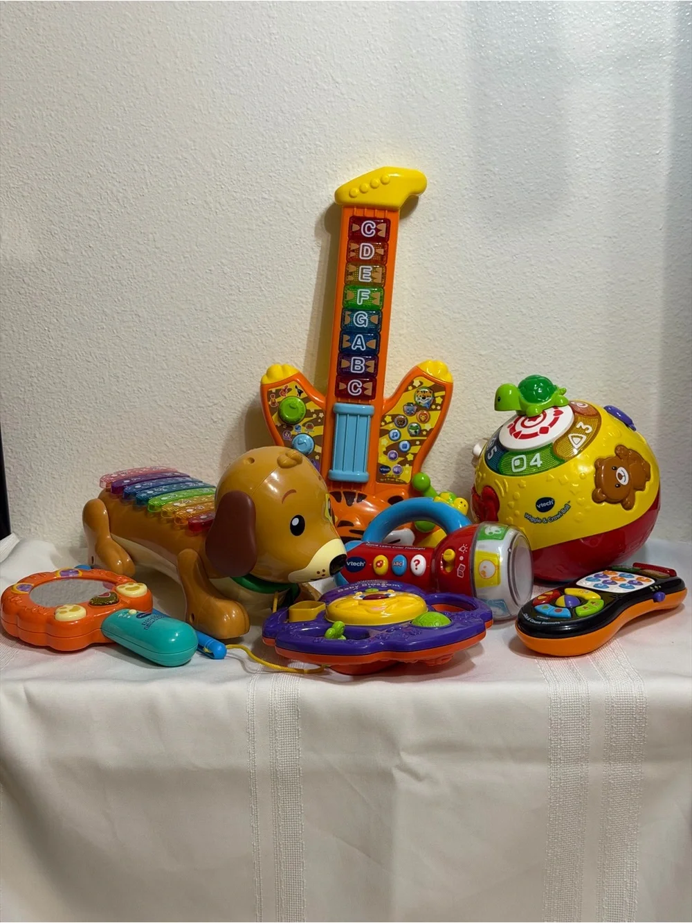 7 Pc Lot VTech Electronic Toys Guitar Ball Magic Mirror Flashlight Xylophone